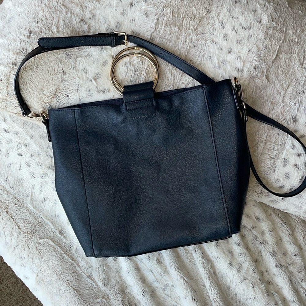 EXPRESSIONS NYC NAVY VEGAN BLUE TOTE STYLE BAG